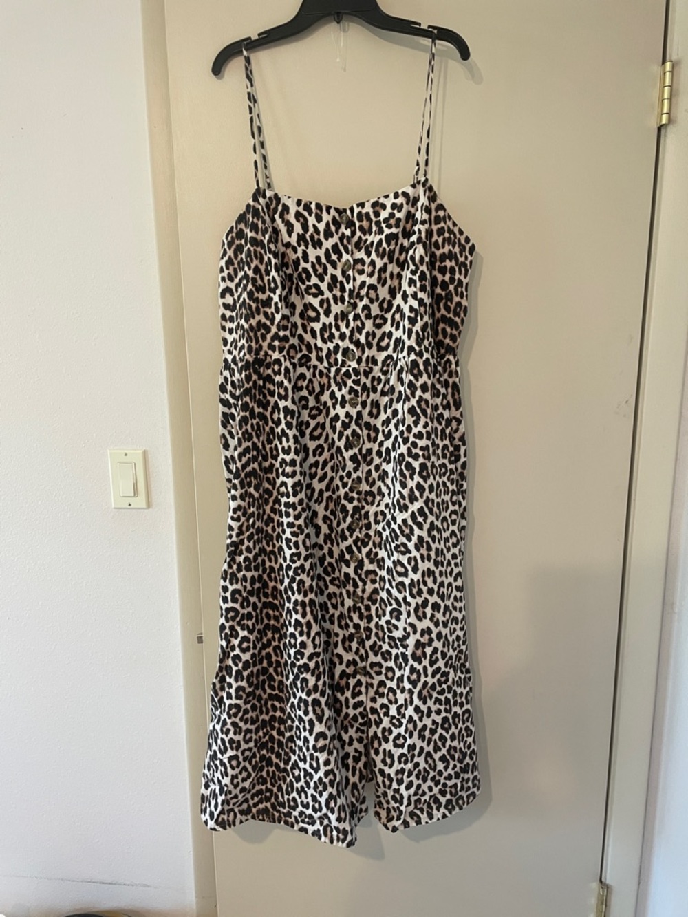 H&M Leopard Print Midi Slip Dress in Cream and Black